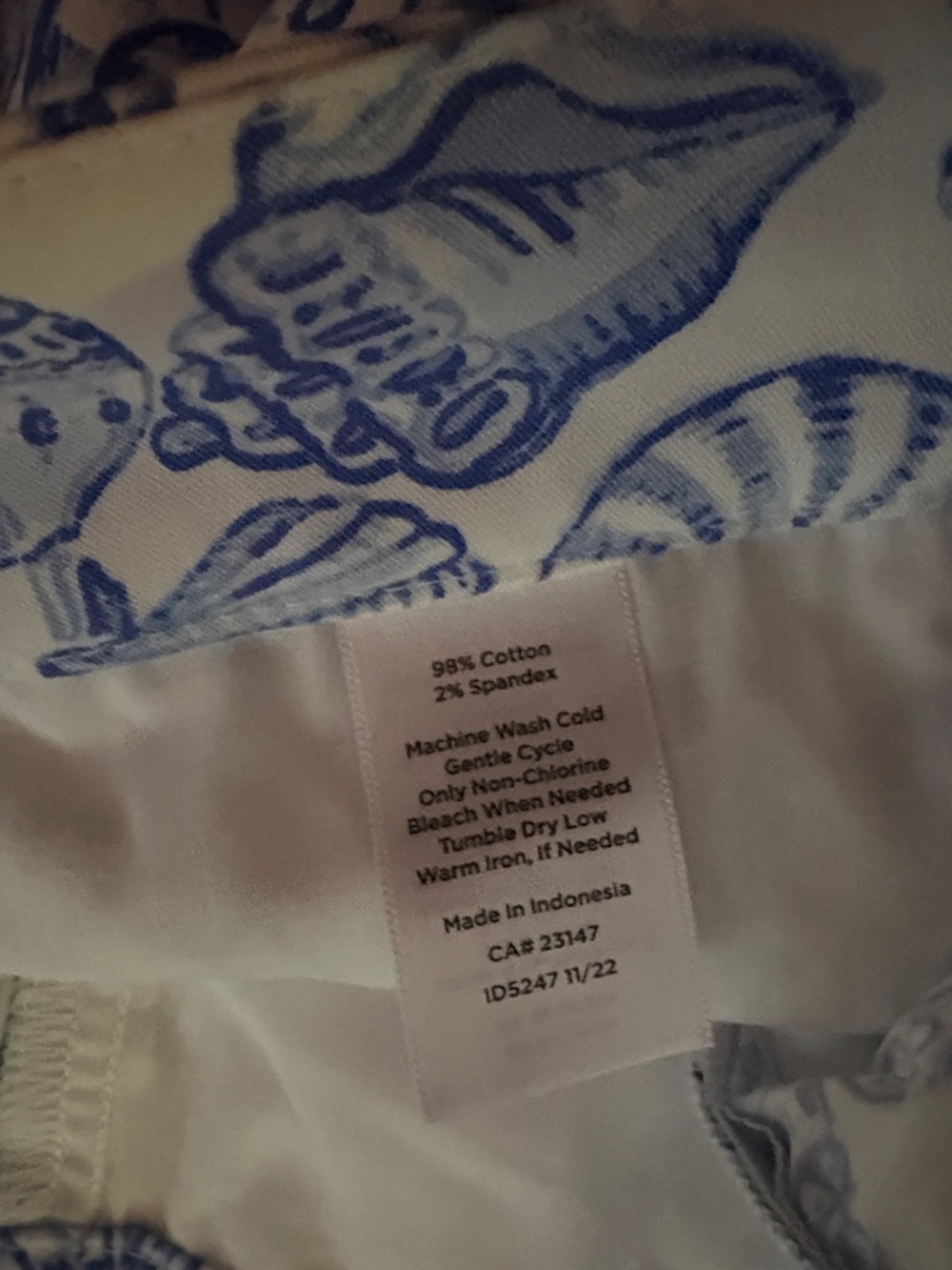 Talbots Blue and White Sea Shell Print Bermuda Shorts - Picture 4 of 5